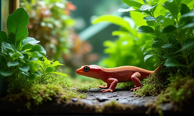 Fertiges Bioaktiv-Terrarium mit Reptil und Pflanzen