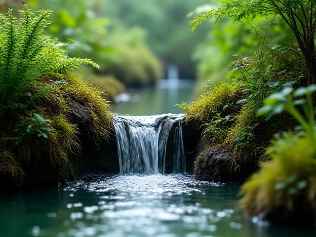 Üppiges Paludarium mit Wasserfall
